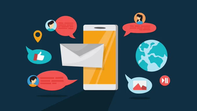 Illustration of electronic Newsletter being disseminated