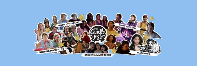 Mid-2010 tumblr typical collage of the five Candle Wasters series, scattered with stars. The Candle Waster logo in the center.