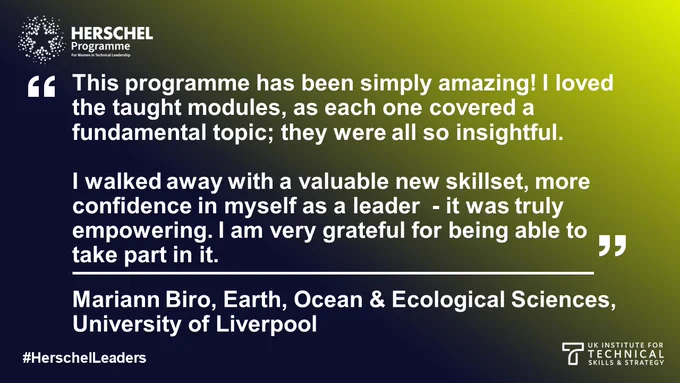 Quote from technician who completed the Herschel programme saying it has been 'simply amazing' 