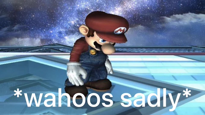 Sad mario is wahooing in a sad way