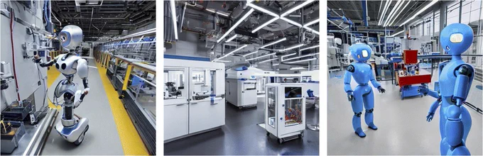 Three images illustrating robots in the lab.