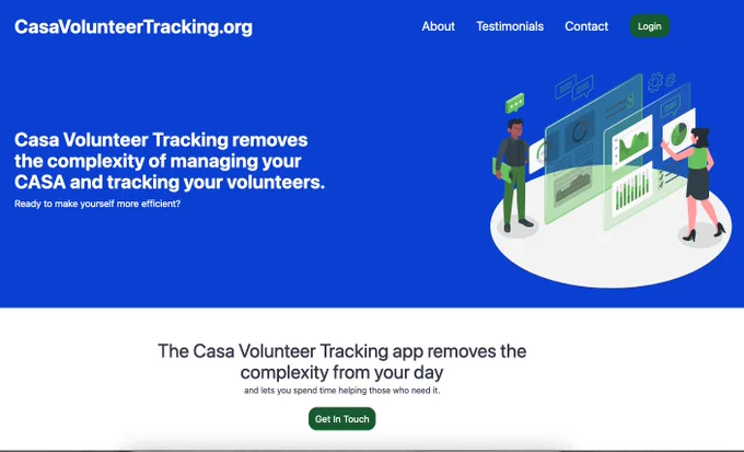 Screenshot of Ruby for Good's CASA app landing page.