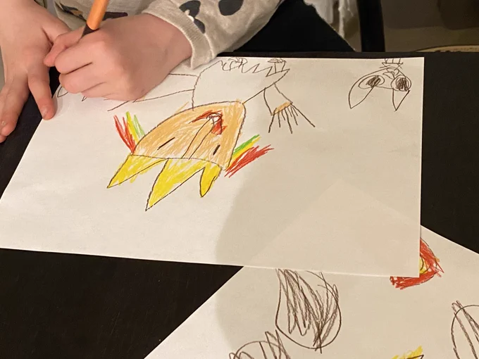 Tegning av ei prinsesse og en firbeint venn (snart to)