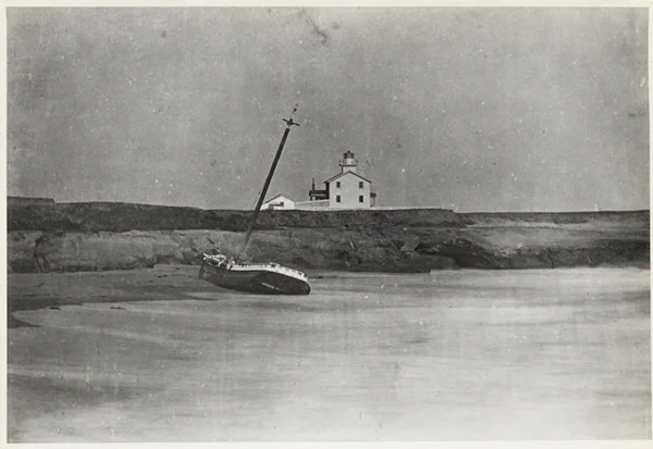 The schooner Active grounded ashore on October 26, 1876, at the Santa Cruz Lighthouse.
