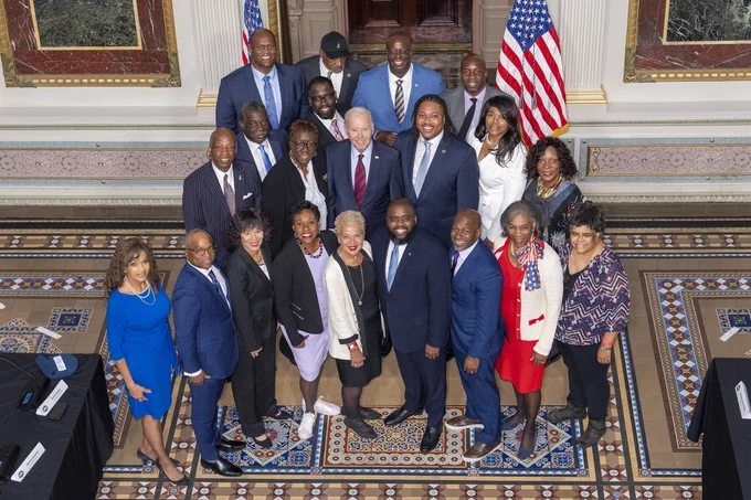 President Biden attends the swearing-in of the Presidential Advisory Commission on Advancing Educational Equity, Excellence, and Economic Opportunity for Black Americans.