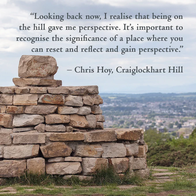 A quote from Chris Hoy over a picture of Craiglockhart Hill