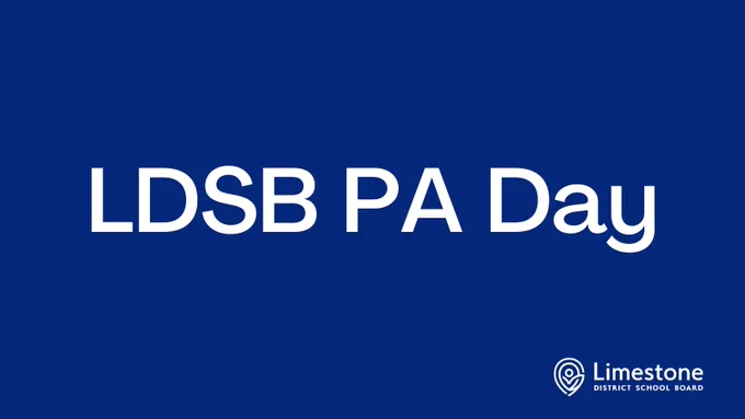 Blue graphic that says, "LDSB PA Day," in white font with a white LDSB logo at the bottom right.