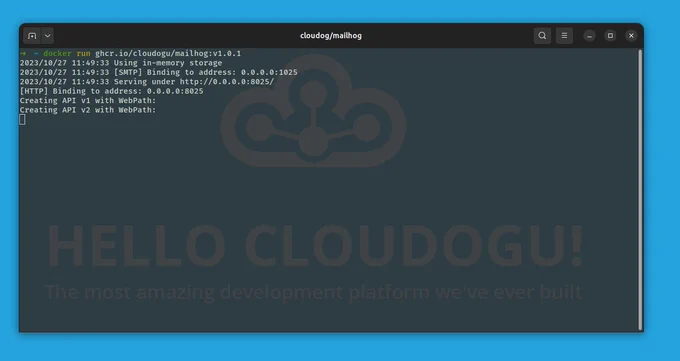 Console output of running mailhog image

docker run ghcr.io/cloudogu/mailhog:v1.0.1