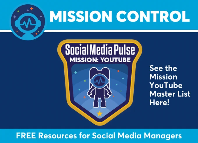 Mission Control with the Social Media Pulse Mission: YouTube badge and Social Media Pulse logo