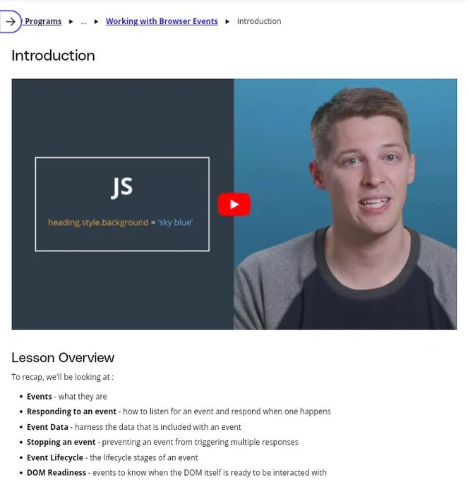 @udacity lesson on browser events in the DOM