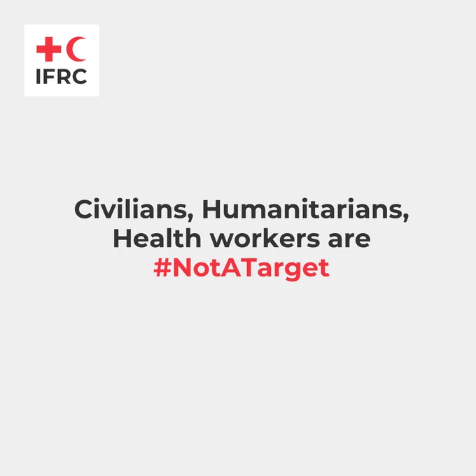 Text reads:

"Civilians, humanitarians and health workers are not a target."