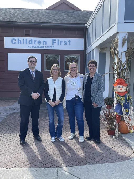 Commissioner Kershaw with Children First Executive Director Donna Denette, and Representatives Daniel Carey and Mindy Domb