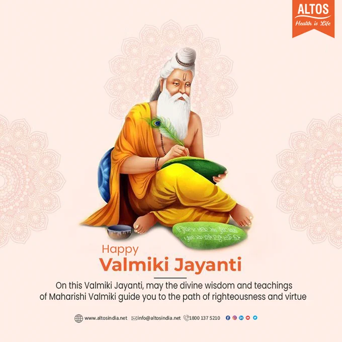 On this Valmiki Jayanti, may the divine wisdom and teachings
of Maharishi Valmiki guide you to the path of righteousness and virtue
#HappyValmikiJayanti