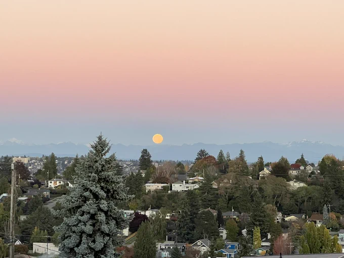 Moon over the mountains.