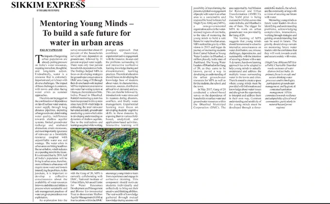 My article on mentoring #youth to create a #secure future with #water in #urban areas
