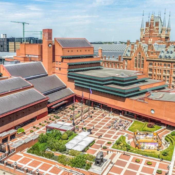 An aerial view of the British Library St Pancras site.