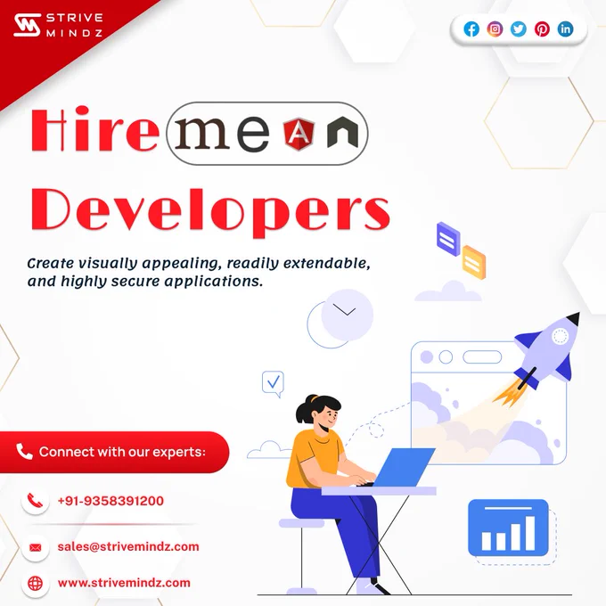 Our expertise in MongoDB, Express.js, Angular and Node.js ensures seamless web and mobile applications, tailored to your needs.  
With an Agile approach, user-centric design and scalability, we future-proof your projects while being cost-efficient. 

Our services include web and mobile app development, migration, upgradation and ongoing support. Partner with us and experience success like our many satisfied clients across various industries. 

Ready to transform your business?  
Contact Strivemindz today and hire Mean Stack developers dedicated to your growth and success.  
. 
Get in touch with us!