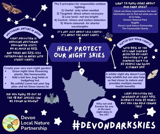 Informative poster on the ways to help protect the night skies