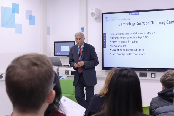 Dr Arun Gupta welcomes visitors to the opening.