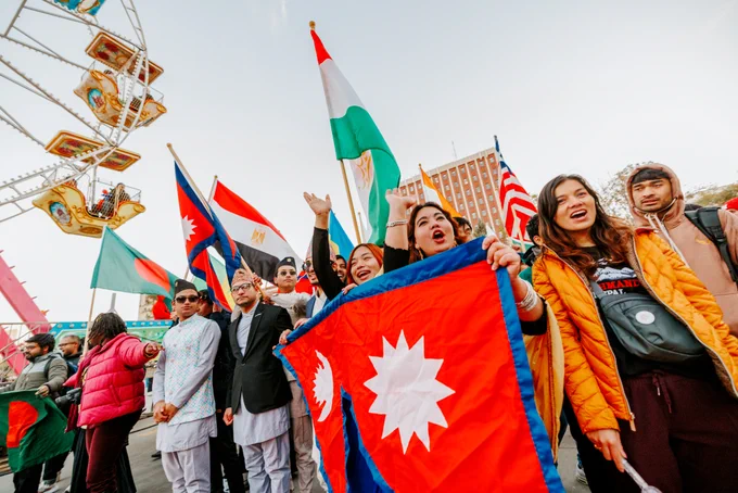  International students march in the parade
