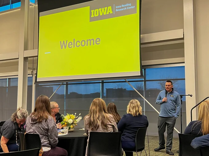 Interim IRRC Director Ben Walizer presents at the Dyslexia Specialist Endorsement Program dinner.