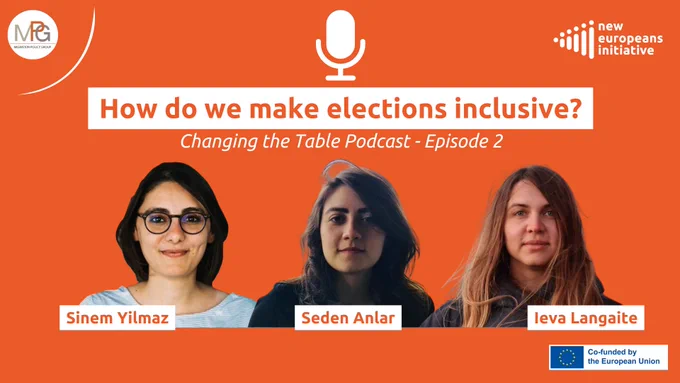 Image of podcast host Seden Anlar and two guest speakers Sinem Yilmaz and Ieva Langaite. 