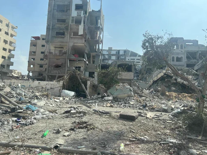 Destroyed block of buildings