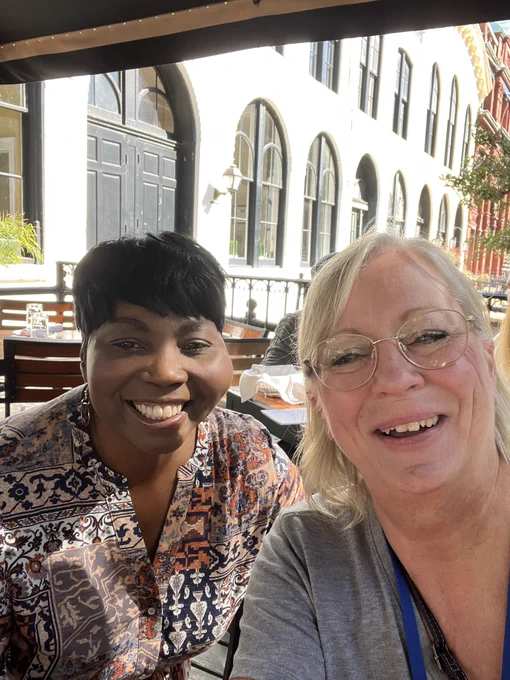 SWTCIE Illinois community research specialists Aletha Alexander and Sharon Bergfeld at the CSAVR 2023 Fall Conference.