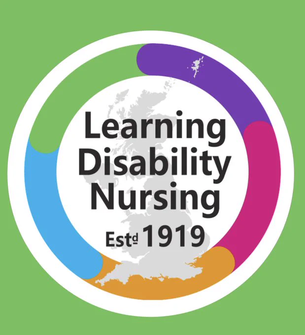 An image of the Learning Disability Nursing circular logo on a green background