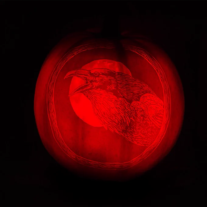 Raven Moon pumpkin carving by Kerrie Ann Gardner.