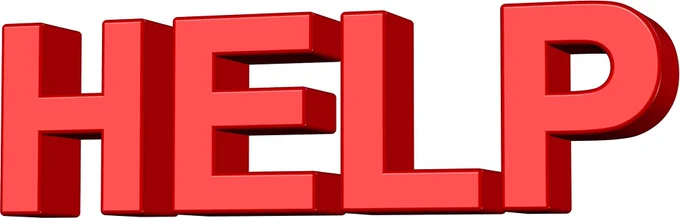 Image of 3D red text saying'HELP' 