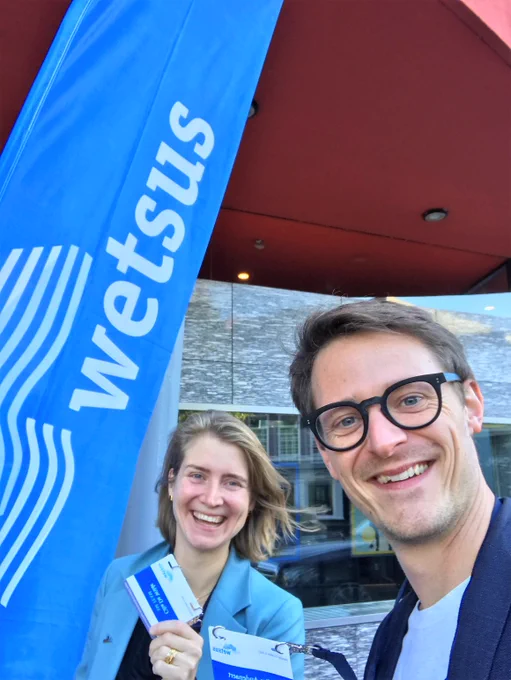 Wim Audenaert and Cilia De Wilde from AM-Team at the entrance of the Wetsus Congress 2021