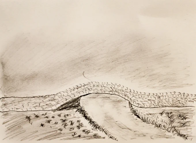 ‘Stone Bridge Crossing a River’, Pencil on Paper