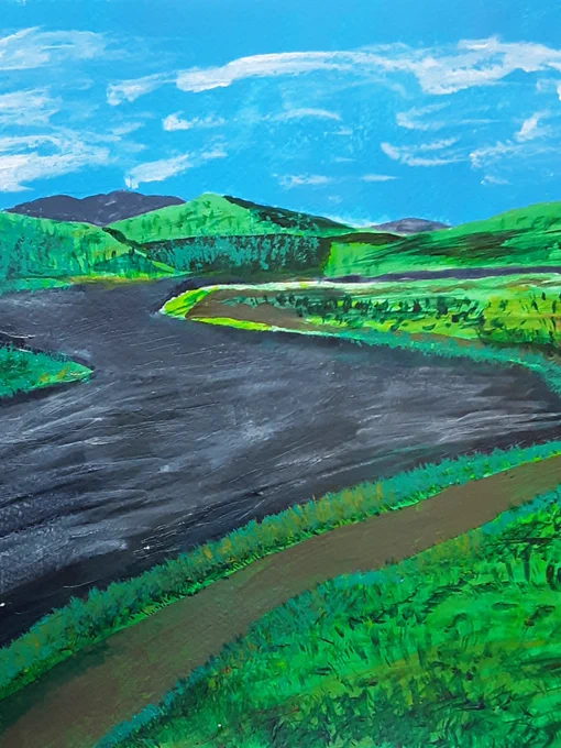 ‘The River Lagan’, Acrylic on Paper