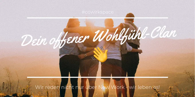 Illustration offener Wohlfühl-Clan im cowirk.space