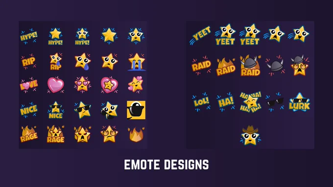 Emote designs. Over 40 in total.