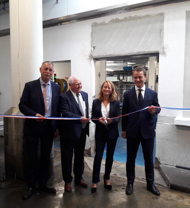 Maël de Calan, Président du Syndicat mixte aux côtés de Valérie Le Graët Directrice générale du groupe le Graët, de Jean-François Garrec Président de la CCIMBO-délégation de Quimper et de Christophe Marx, Secrétaire général de la Préfecture