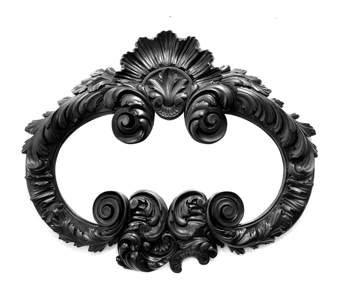 Batroque Mirror, 2010.
Batroque Wall Mirror is a unique fusion of classic Baroque esthetics and modern days pop-culture icon Batman. 

Wood, 82 x 73 x 5 cm. Limited edition. 