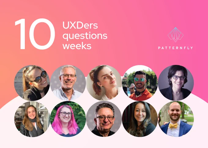 The "10 UXDers, 10 questions, 10 weeks" title image shows headshots of all 10 contributors to this new UX-focused interview series.