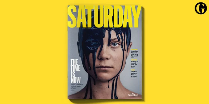 Front cover of the first Saturday magazine (25 September 2021) featuring Greta Thunberg.
