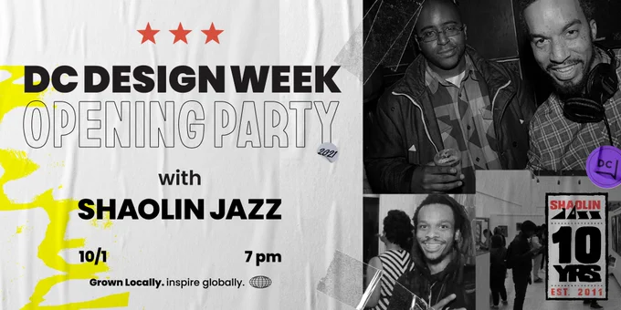 DC Design Week 2021 Opening Party on Friday, October 1 from 7-10 pm @ Eaton Hotel DC (1201 K St NW).