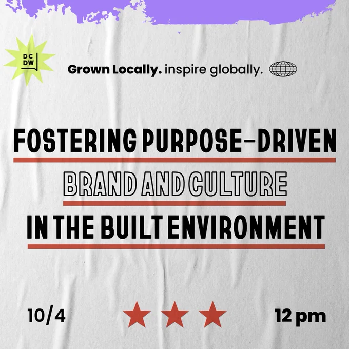 Fostering Purpose-Driven Brand and Culture in the Built Environment Panel Discussion on Monday, October 4, 2021 from 12 p.m. - 1 p.m. on Zoom