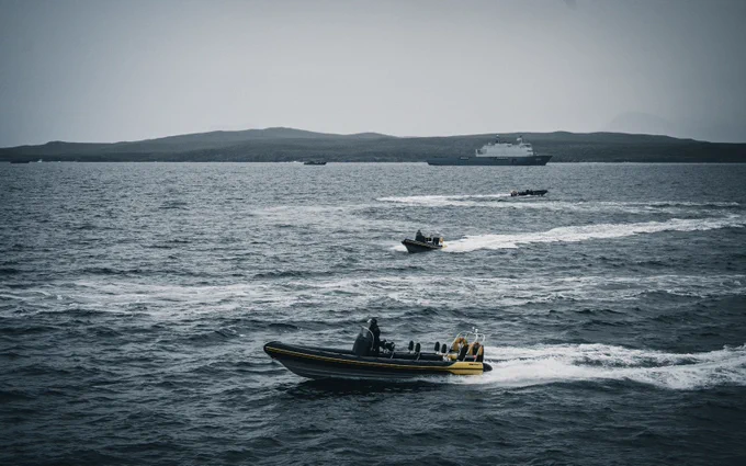 RIBs practise fast attack craft tactics against ships in a Scottish loch