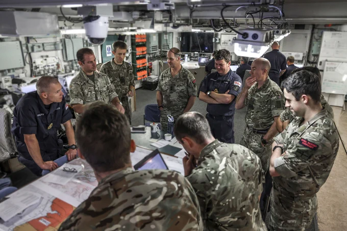 Staff on HMS Albion plan amphibious operations