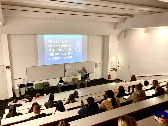 Rob Mitchell welcoming new social work students to the profession