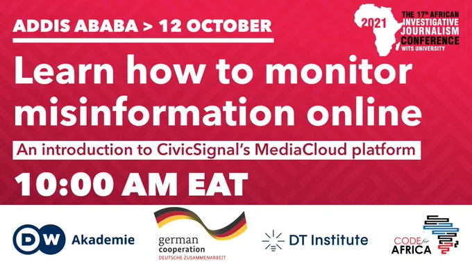 Addis Ababa, 12 October. Learn how to monitor misinformation online: An introduction to CivicSignal's MediaCloud platform.