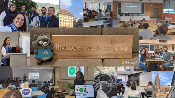 Montage avec plusieurs photos du Microsoft RoadShow 2021
