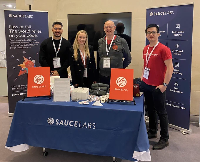 Sauce Labs National Software Testing Conference booth at the British Museum in London