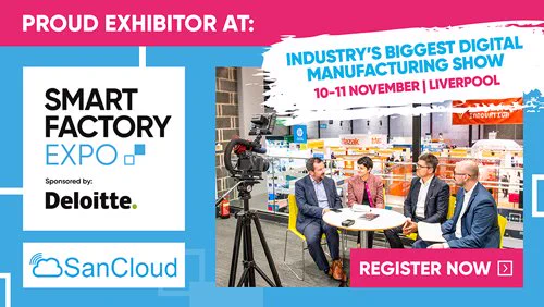SanCloud at the Smart Factory Expo - Industry's biggest manufacturing show held 10 -11 November in Liverpool showcasing their IoT solutions for smart manufacturing applications.