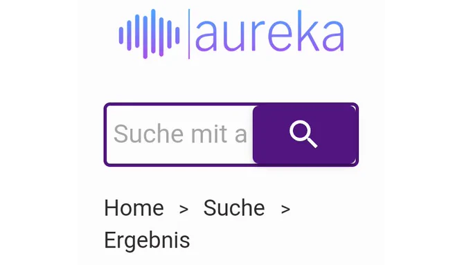 Das Logo von aureka in blau und lila, darunter ein Suchbalken.